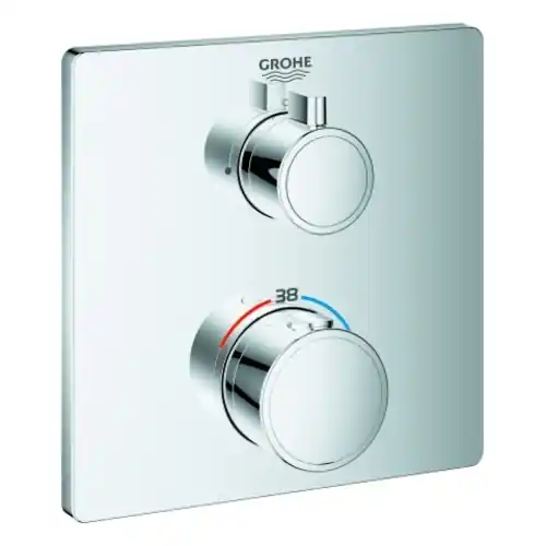 Grohe Grohtherm mitigeur thermostatique de douche, pour Rapido SmartBox, 1 robinet d‘arrêt, chromé, angulaire