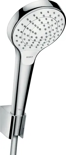 hansgrohe Croma Select S Set de support de douche Vario avec flexibles de douche 125cm, blanc/ chrome