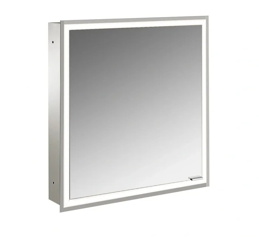emco prime Armoire de toilette avec éclairage, 600 mm, 1 porte, charnières à gauche, modèle encastré