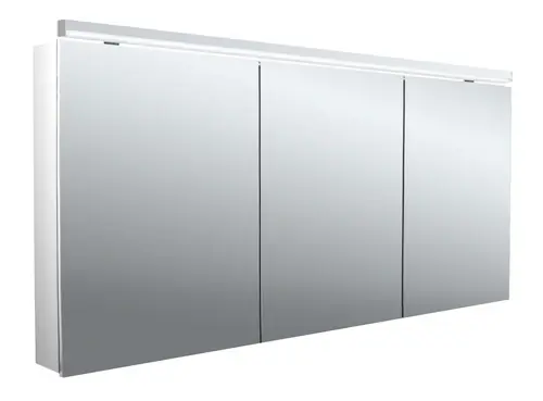 emco flat 2 classic Armoire de toilette avec éclairage LED avec éclairage à poser, 3 portes, 1600x711x113mm
