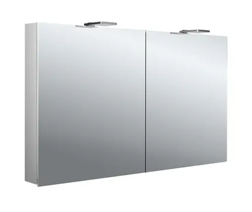 emco flat 2 style Armoire de toilette avec éclairage LED avec spots à poser, 2 portes, 1200x711x113mm