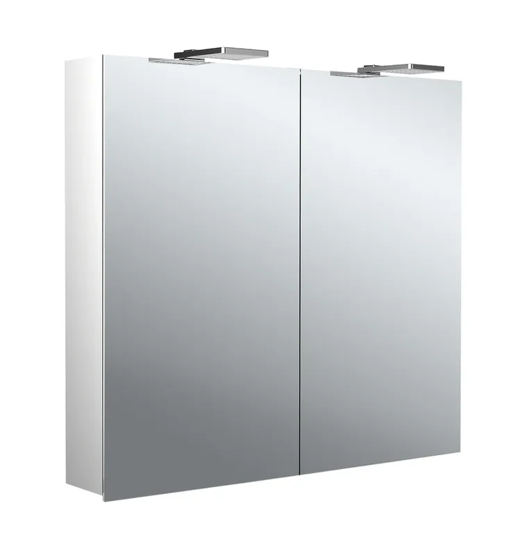 emco flat 2 style Armoire de toilette avec éclairage LED avec spots à poser, 2 portes, 800x711x113mm
