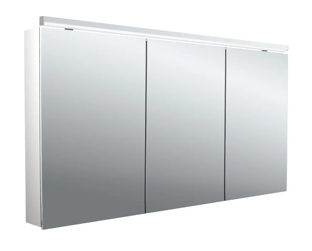 emco flat 2 classic Armoire de toilette avec éclairage LED avec éclairage à poser, 3 portes, 1400x711x113mm