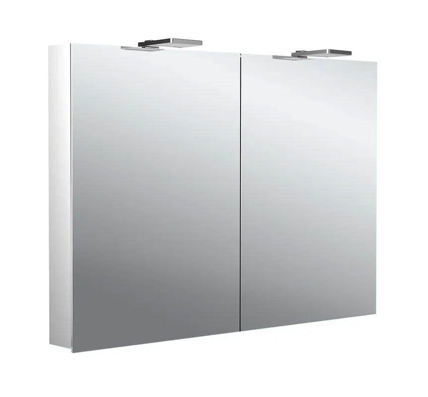 emco flat 2 style Armoire de toilette avec éclairage LED avec spots à poser, 2 portes, 1000x711x113mm