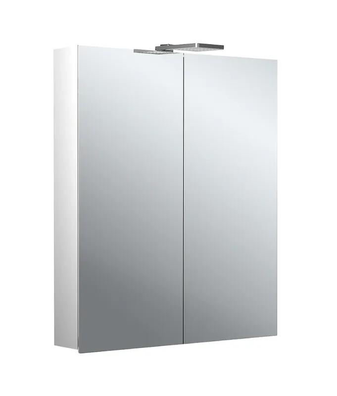 emco flat 2 style Armoire de toilette avec éclairage LED avec spots à poser, 2 portes, 600x711x113mm