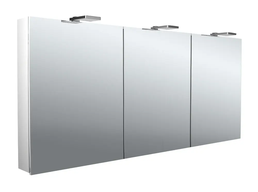 emco flat 2 style Armoire de toilette avec éclairage LED avec panneau lumineux, 3 portes, 1600x711x113mm