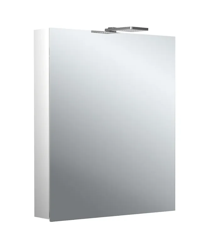emco flat 2 style Armoire de toilette avec éclairage LED avec spots à poser, 1 porte Butée réversible, 600x711x113mm