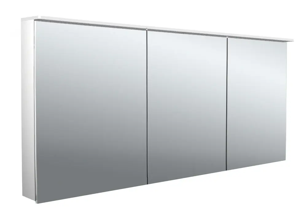 emco flat 2 Armoire de toilette avec éclairage LED avec éclairage à poser, 3 portes, 1600x711x113mm