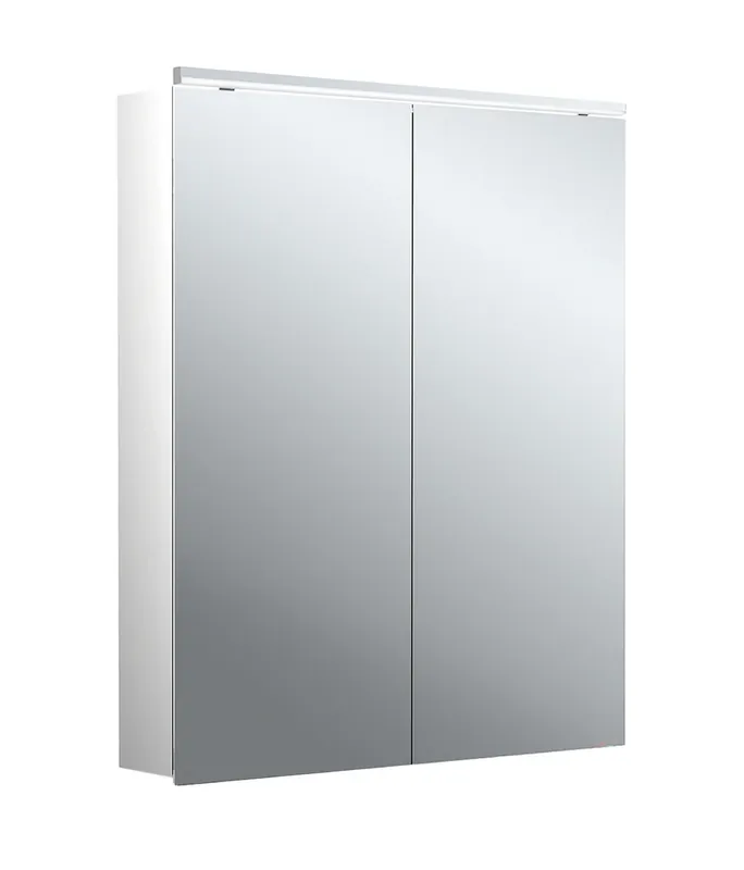 emco flat 2 classic Armoire de toilette avec éclairage LED avec éclairage à poser, 2 portes, 600x711x113mm