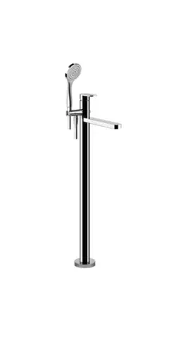Ensemble prêt-à-monter Gessi Emporio Via Bagutta, mélangeur bain sur pied, bec fixe, inverseur automatique, saillie 245 mm, douchette à main, flexible de douche