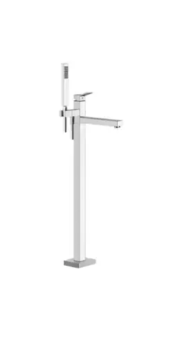Gessi Rettangolo K, set prêt à monter pour mitigeur de baignoire sur pied, bec de baignoire fixe, inverseur automatique