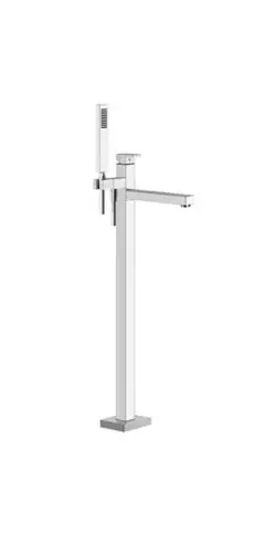 Gessi Rettangolo, kit de montage pour robinetterie de baignoire sur pied, bec fixe et inverseur automatique pour douchette