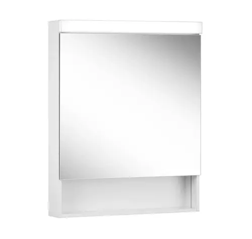 Schneider LOW basic LED Armoire de toilette avec éclairage, 1 porte 60cm, charnières interchangeables, compartiment ouvert en bas, 595x120x742mm