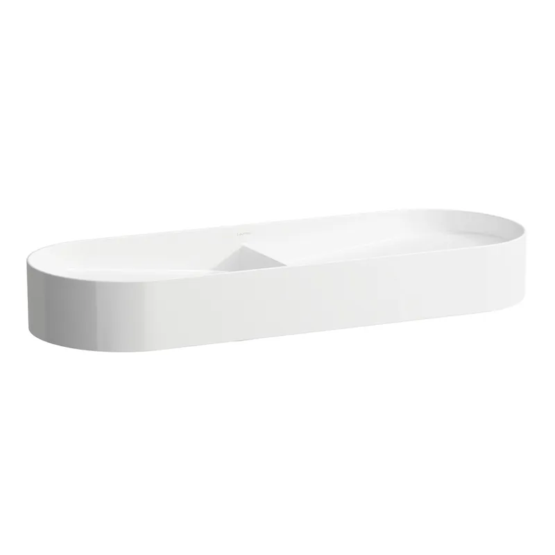 LAUFEN Sondeur mobile à double lavabo, sans trou pour robinet, sans trop-plein, 1000x370mm, avec couvercle en céramique pour robinet de vidange, blanc