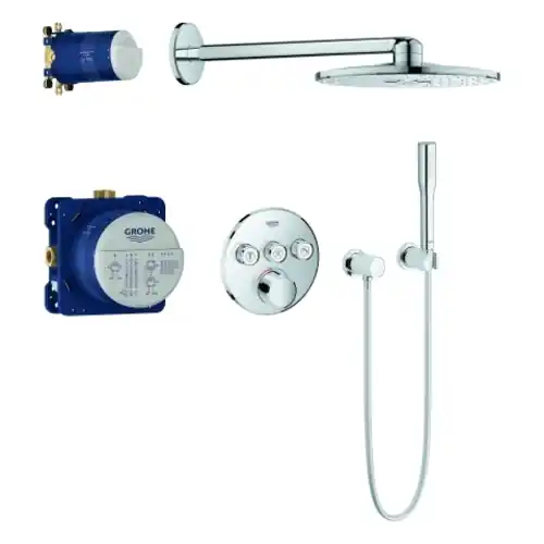 Système de douche encastré Grohe Grohtherm SmartControl, avec ensemble de douche de tête Rainshower 310 SmartActive, 3 consommateurs, chrome