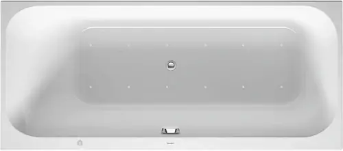 Baignoire balnéo Duravit Happy D.2, version à encastrer, simple dos à gauche, bâti-support, garniture de vidage et de trop-plein, système Air, 1700x750mm