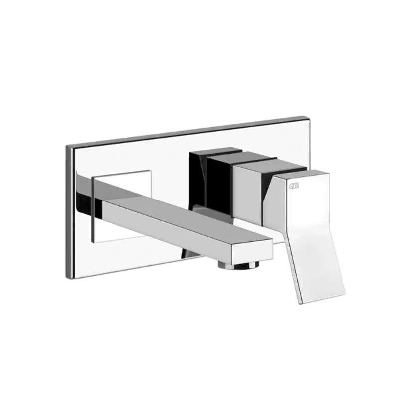 Gessi Rettangolo K, mitigeur monocommande de lavabo prêt à poser avec bec fixe, sans garniture mécanique, saillie 147 mm, 735