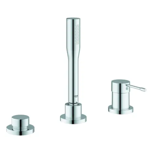 Combiné de bain 3 trous à une main Grohe Essence, avec douchette à main, sans bec, chrome