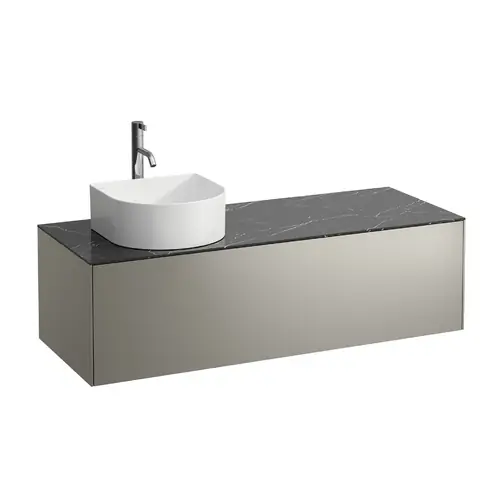 Tiroir Sonar en cours d‘utilisation, 1 tiroir, adapté aux cuvettes de lavabo 812340, 812341, 812342, 812343, découpe à gauche pour le lavabo et le robinet