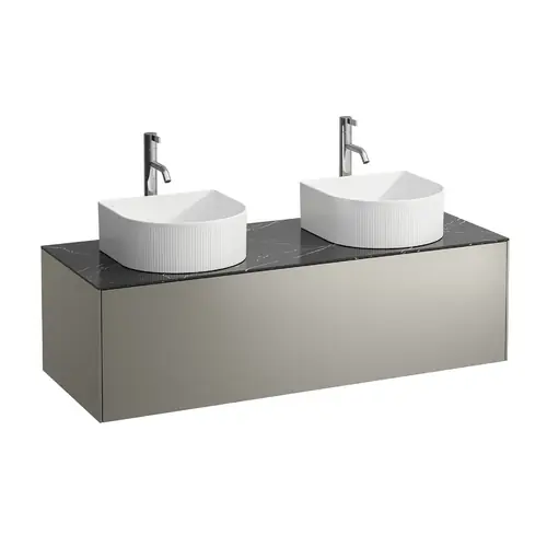 Tiroir Sonar en cours d‘utilisation, 1 tiroir, adapté aux cuvettes de lavabo 812340, 812341, 812342, 812343, découpe à gauche et à droite pour le lavabo et le robinet