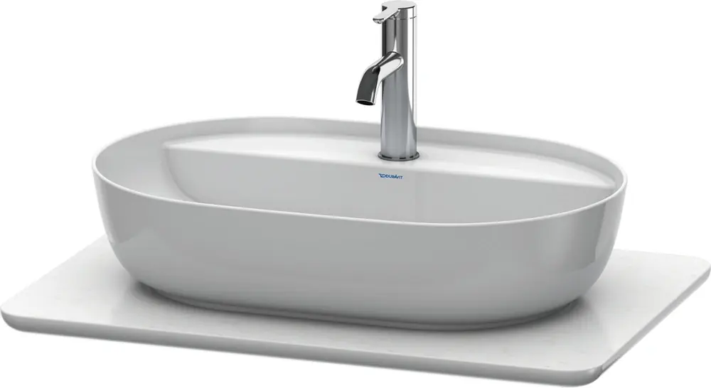 Console en pierre de quartz Duravit Luv LU9465, largeur 688mm, adaptée au meuble sous-lavabo LU9560, LU9565