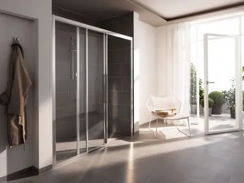 Porte coulissante de douche Koralle en trois parties myDay Comfort SBF3F droite 140 1365-1405x2000mm