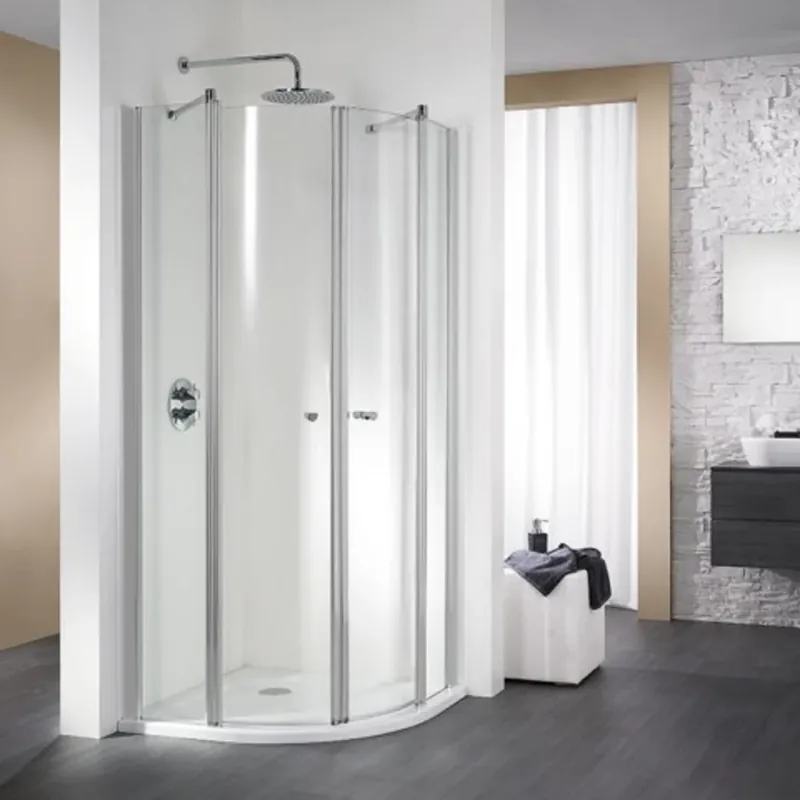 Douche ronde HSK Exklusiv avec 2 portes battantes, 4 sections, dimensions 80 x 80 x 200 cm, rayon 550 mm