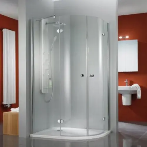 HSK Premium Classic douche ronde ronde avec 2 portes pivotantes, 4 parties, dimensions 90 x 90 x 200 cm, rayon 550 mm
