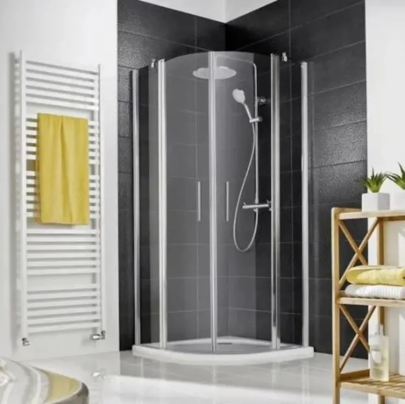 Douche ronde HSK Favorit Nova avec 2 portes battantes, 4 parties, dimensions 90 x 90 x 195 cm, rayon 550 mm
