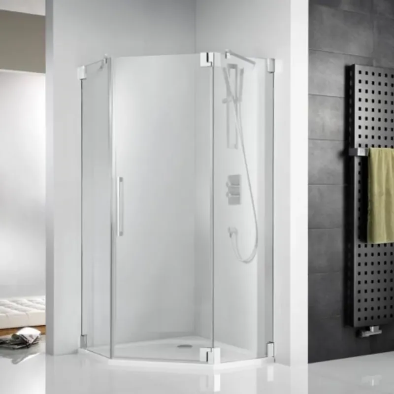 HSK K2 Porte tournante de douche pentagonale, sans cadre, K2.60, dimensions jusqu‘à 100,0 x 200,0 cm, butée à droite