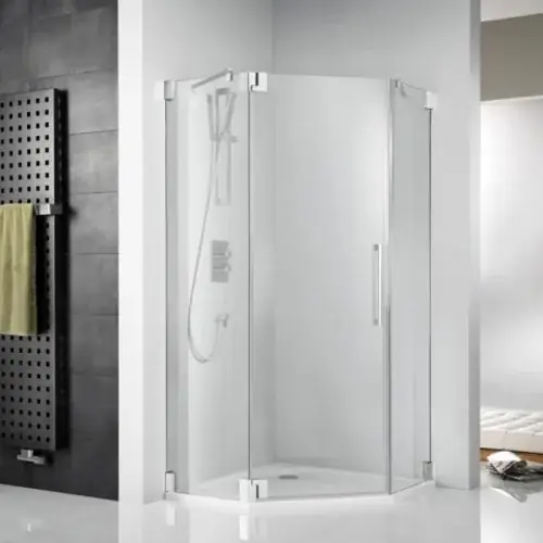 HSK K2 Porte tournante de douche pentagonale, sans cadre, K2.60, dimensions jusqu‘à 100,0 x 200,0 cm, butée gauche