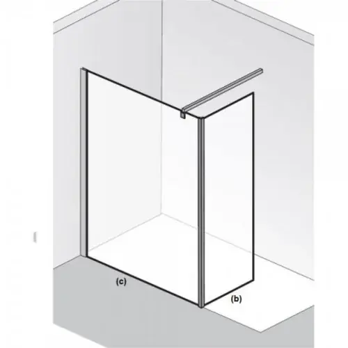 HSK Atelier Walk In élément frontal avec panneau latéral, dimensions 100(c) x 30(b) x 200,0 cm