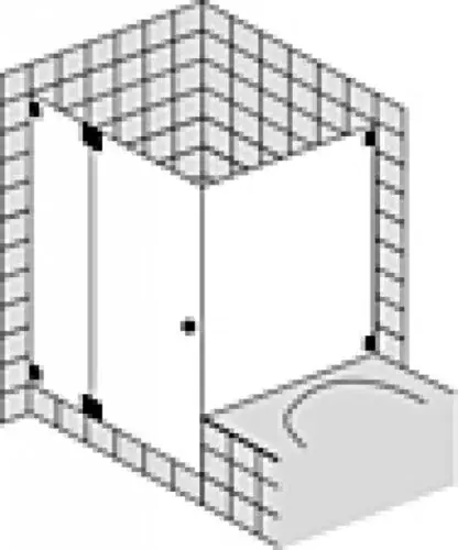 Douche d‘angle SPRINZ Omega sur mesure avec porte battante ou porte avec paroi latérale affleurante et paroi latérale raccourcie, dimensions jusqu‘à 1000x1000x2000mm
