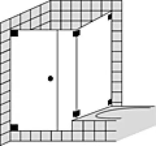 Douche d‘angle SPRINZ Omega sur mesure avec porte battante ou porte avec partie latérale et paroi latérale raccourcie, dimensions jusqu‘à 1000x1000x2000mm