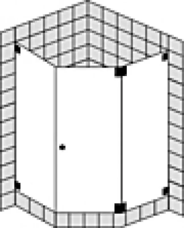 Cabine de douche pentagonale SPRINZ Omega sur mesure avec porte battante ou porte, dimensions jusqu‘à 1000x1000x2000mm
