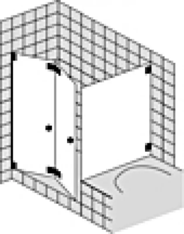 SPRINZ Omega Plus, porte pliante de douche d‘angle sur mesure avec partie latérale raccourcie sur baignoire, dimensions jusqu‘à 1000x1000x2000mm