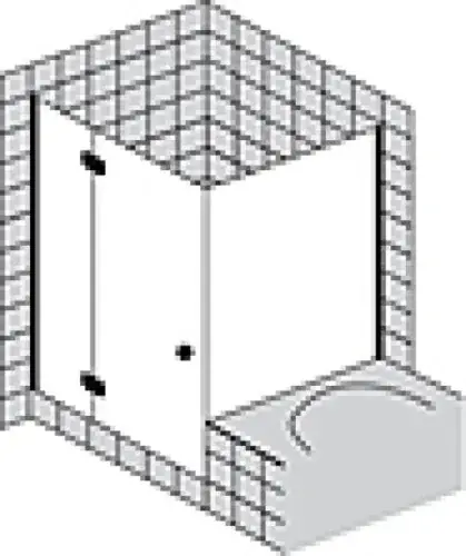 SPRINZ Fortuna porte de douche d‘angle partiellement encadrée avec panneau latéral raccourci sur la baignoire, charnière à droite, 900x900x2000mm