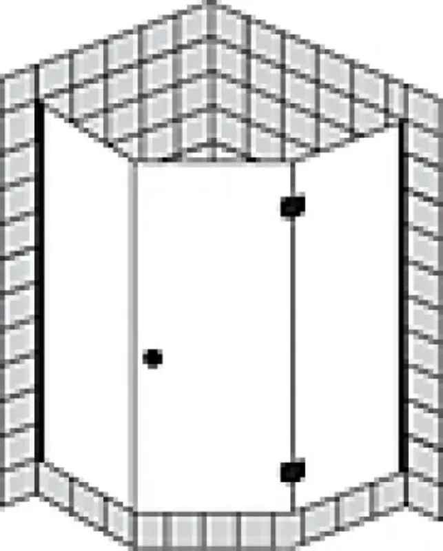 SPRINZ Fortuna cabine de douche pentagonale partiellement encadrée avec porte FA46L, charnière à gauche, 1000x1000x2000mm