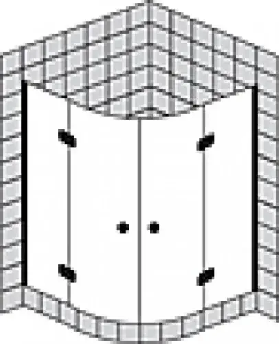Cabine de douche quart de cercle à cadre partiel SPRINZ Fortuna avec portes, rayon 500mm, 1000x1000x2000mm