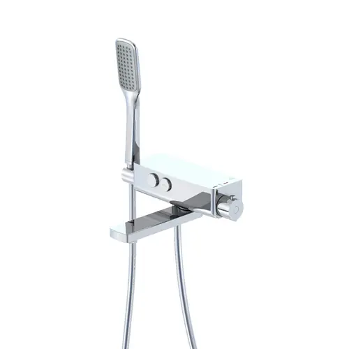 Steinberg Série 390 Mélangeur bain, thermostat apparent, orientable, Pushtronic, avec douchette, saillie 200mm