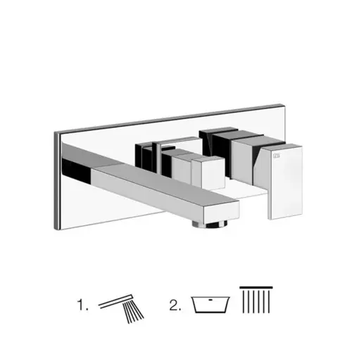 Set de montage finition Gessi pour mitigeur monocommande TUB avec bec de baignoire fixe et inverseur 2 voies