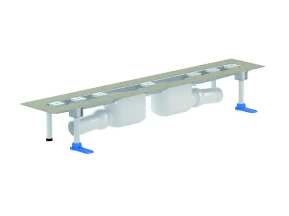 DALLMER caniveau de douche CeraLine 2 caniveaux F, 1000mm, DN 50 hauteur totale 110mm