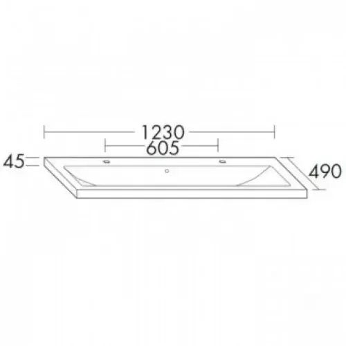 burgbad Eqio lavabo en céramique, 2 trous pour robinet, avec trop-plein, 1230x490x45mm, blanc