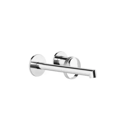 Gessi Anello, set prêt à poser pour mitigeur monocommande de lavabo encastré, avec rosettes individuelles D=65 mm, longueur du bec 205-175 mm, bec toujours à gauche