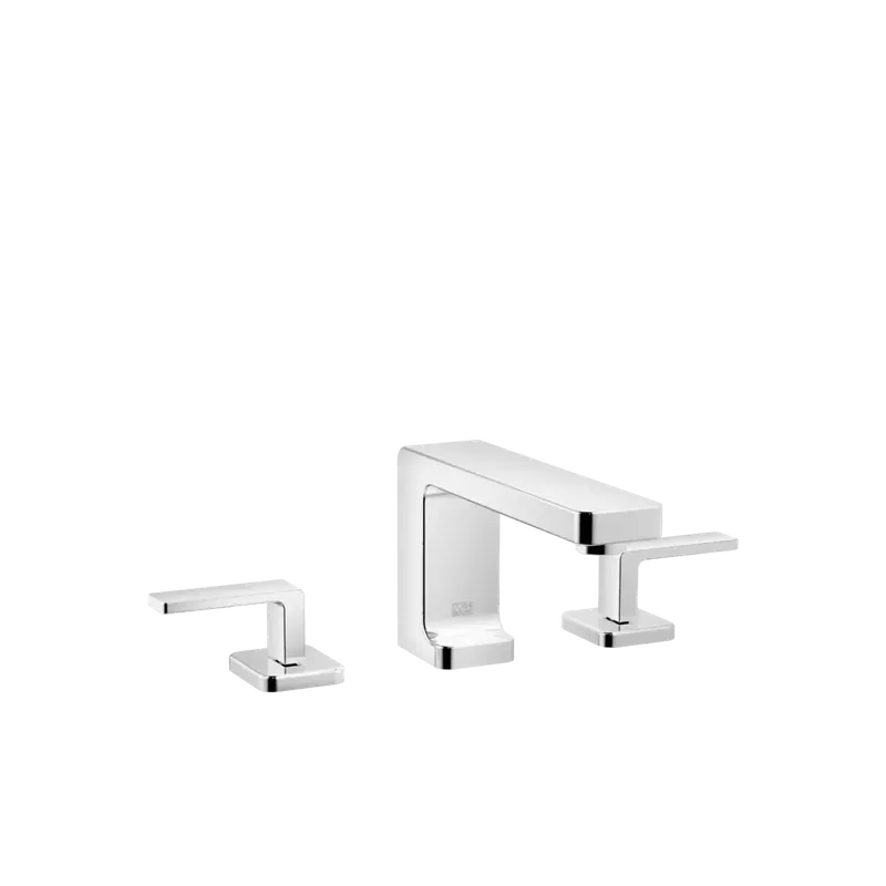 Dornbracht LULU Mélangeur de lavabo à trois trous avec rosaces individuelles, avec garniture d‘écoulement, saillie 155mm