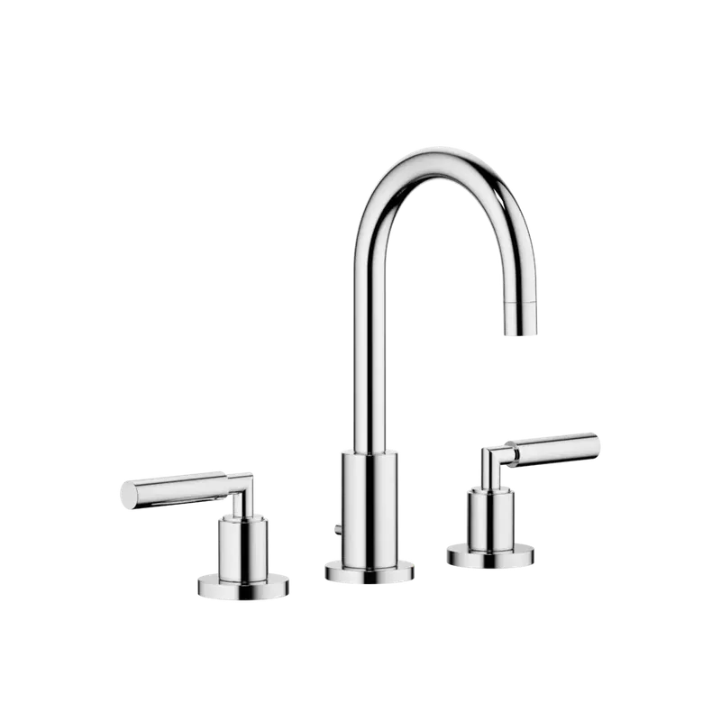 Dornbracht TARA Mélangeur de lavabo à trois trous avec garniture d‘écoulement, bec pivotant à 360°, saillie 135mm