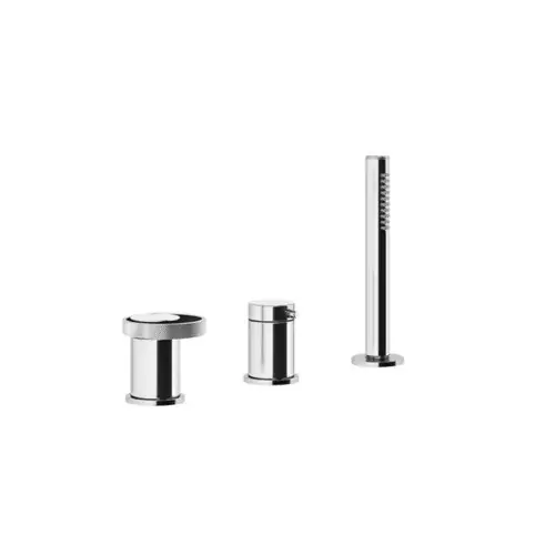 Gessi Anello, mitigeur de baignoire 3 trous, avec cartouche déviatrice 2 voies, pour bec de baignoire séparé, sans ressort de rappel, uniquement douchette à main à sécurité intrinsèque