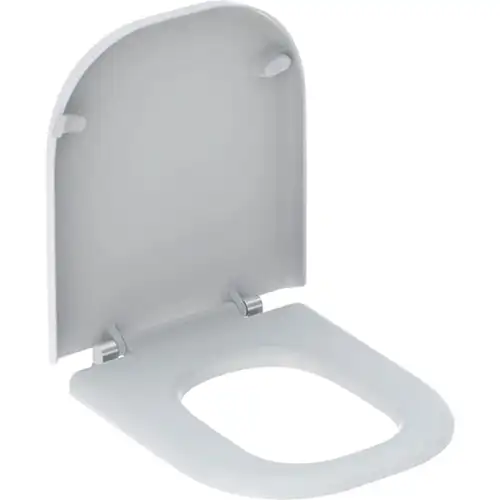 Siège de WC Geberit Renova Nr. 1 Comfort, sans barrière, design carré, fixation par le bas