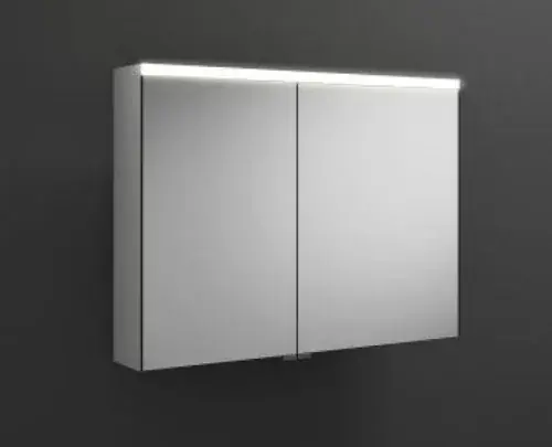 armoire de toilette burgbad Iveo avec éclairage LED horizontal, 2 portes, porte plus large charnière à droite, largeur 908mm