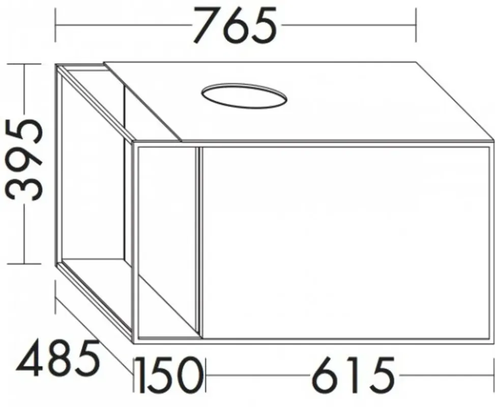 Meuble sous-lavabo burgbad Junit pour lavabos en surface, version droite, largeur 765mm